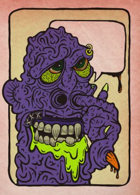 Elle çizilmiş vektör çizim canavar 