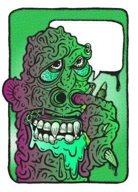 Elle çizilmiş vektör çizim canavar 