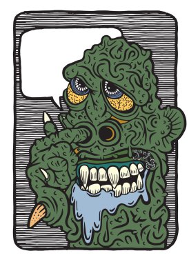 Elle çizilmiş vektör çizim canavar 