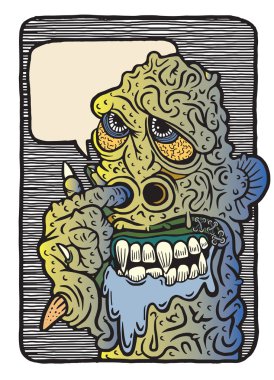 Elle çizilmiş vektör çizim canavar 