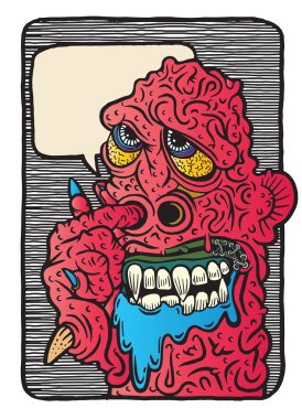 Elle çizilmiş vektör çizim canavar 