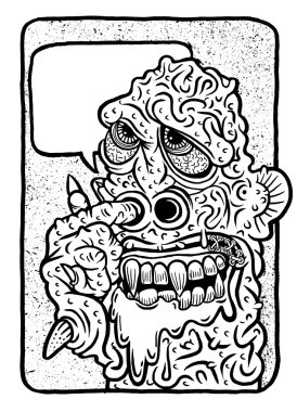 Elle çizilmiş vektör çizim canavar 