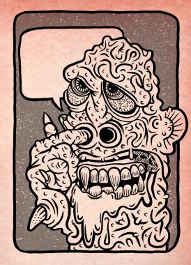 Elle çizilmiş vektör çizim canavar 