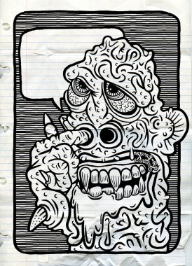 Elle çizilmiş vektör çizim canavar 