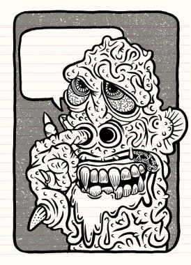 Elle çizilmiş vektör çizim canavar 