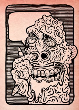 Elle çizilmiş vektör çizim canavar 