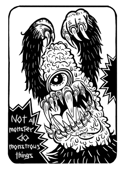 Handgezeichnetes Monsterzitat, Typografie-Plakat. Nicht alle Monster tun es — Stockvektor