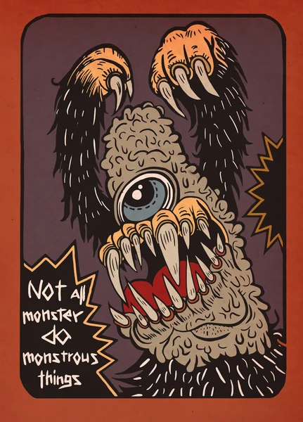 Handgezeichnetes Monsterzitat, Typografie-Plakat. Nicht alle Monster tun es — Stockvektor