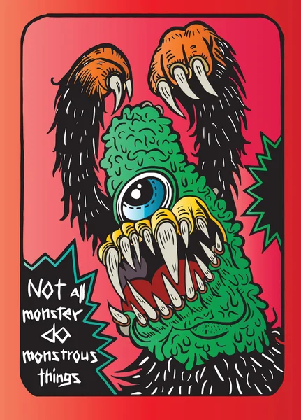 Cita monstruo dibujado a mano, póster tipográfico. no todos los monstruos hacen — Archivo Imágenes Vectoriales