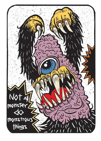 Handgezeichnetes Monsterzitat, Typografie-Plakat. Nicht alle Monster tun es — Stockvektor