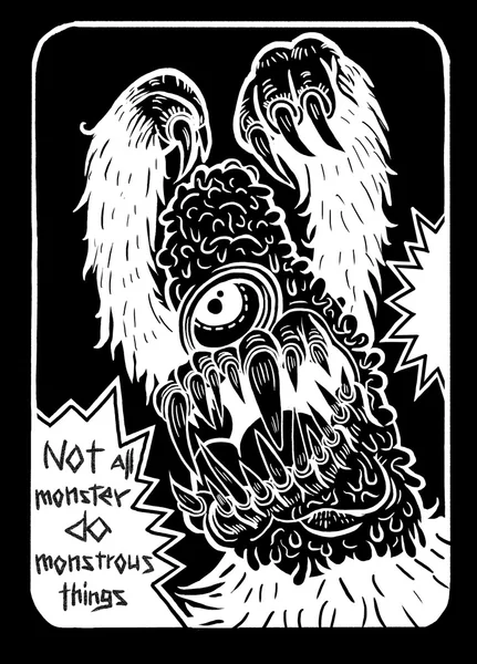 Hand Drawn monster citat, typografi affisch. inte alla monster gör — Stock vektor