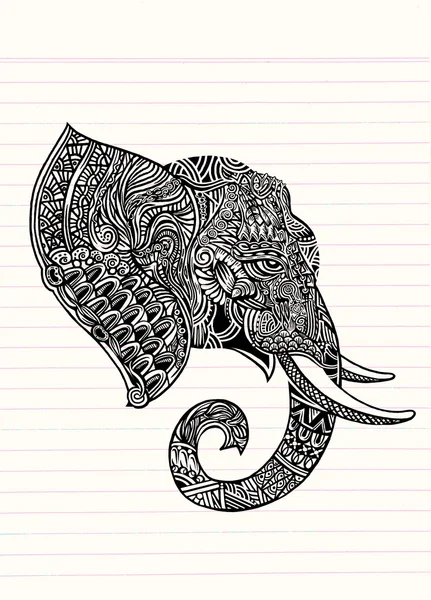 Ilustração vetorial de um animal totem tribal - Elefante - in gra — Vetor de Stock