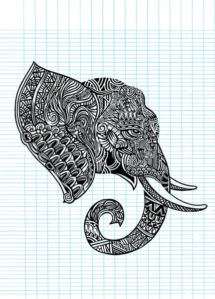 Ilustração vetorial de um animal totem tribal - Elefante - in gra — Vetor de Stock