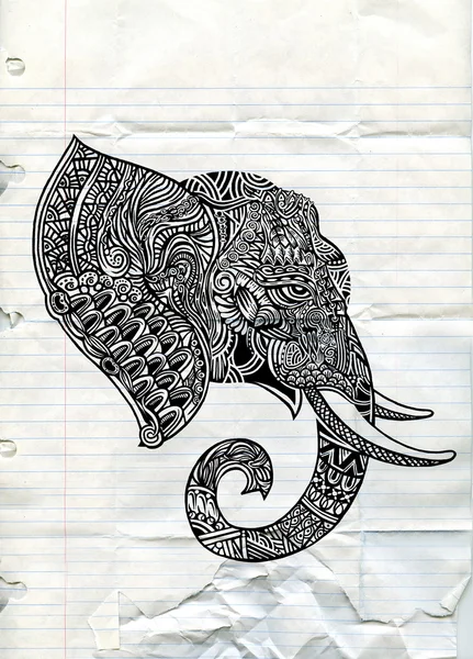 Vektorillustration eines Stammestotemtieres - Elefant - in gra — Stockvektor