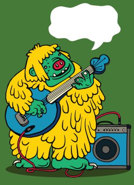 rock canavar, bir amfi yakınındaki Rock elektro gitar çalmak.