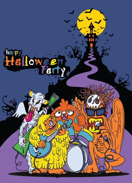 Hand gezeichnet von Halloween-Party-Plakat, Vektorillustration — Stockvektor