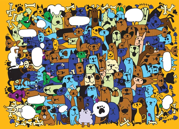 Animales. Patrón vectorial de gatos y perros. Doodles dibujados a mano Mascotas — Vector de stock