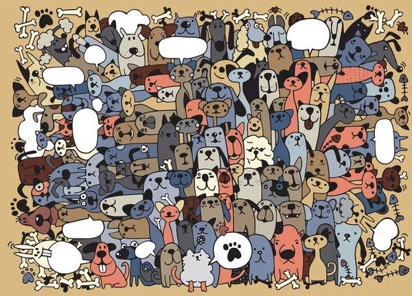 Animals. Cats and Dogs Vector pattern. Hand Drawn Doodles Pets