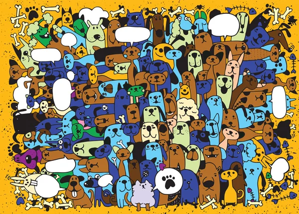 Zwierzęta. Koty i psy wektor wzór. Ręcznie rysowane Doodles zwierzęta — Wektor stockowy