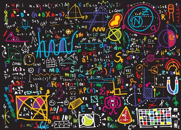 Fysieke formules en fenomenen. hand getekende illustratie. Scie — Stockvector