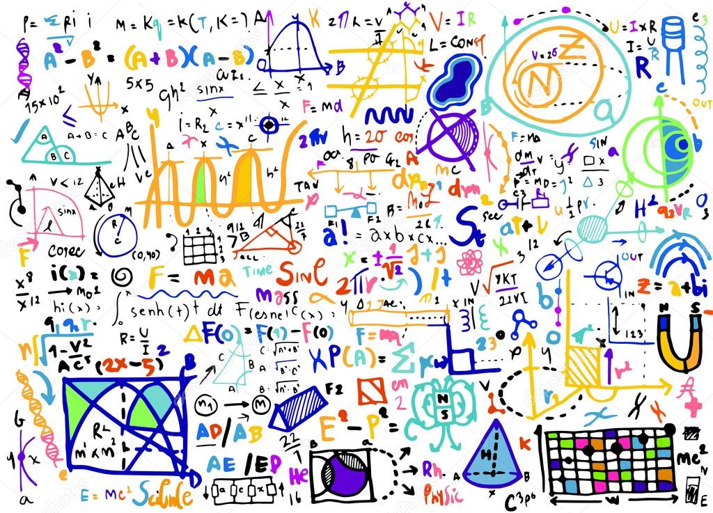 Physical formulas and phenomenons. hand-drawn illustration. scie
