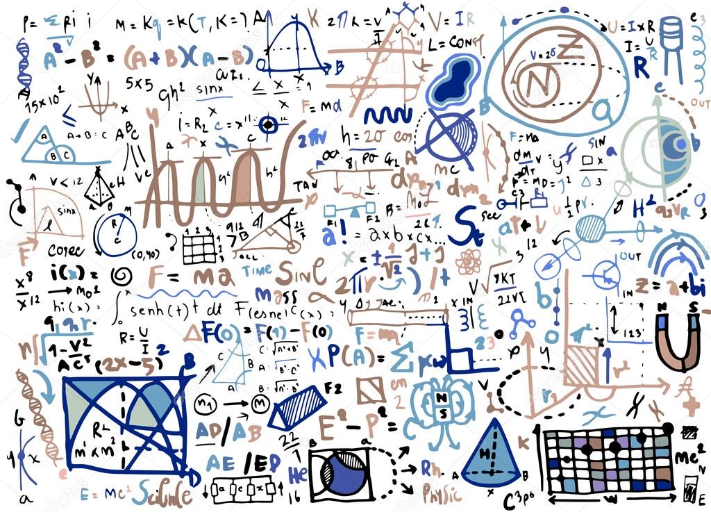 Physical formulas and phenomenons. hand-drawn illustration. scie