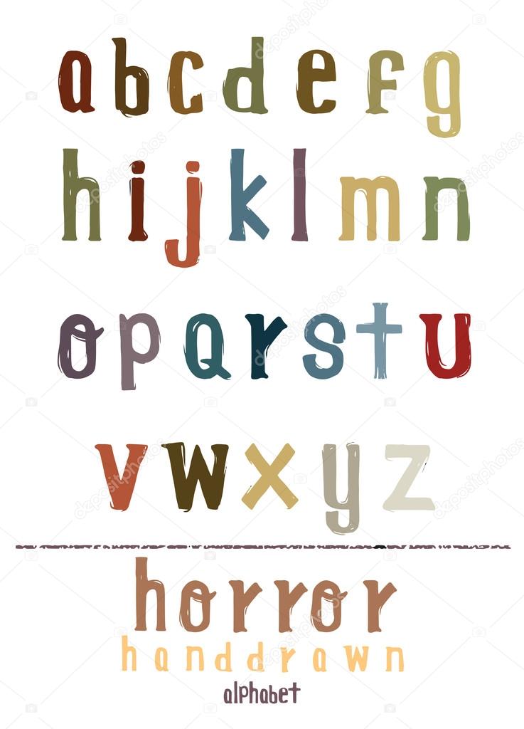 Vector alphabet. Hand drawn letters. Letters of the alphabet wri