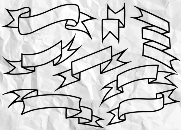 Conjunto Cintas Dibujadas Mano Conjunto Dibujado Mano Diferentes Cintas Elementos — Archivo Imágenes Vectoriales