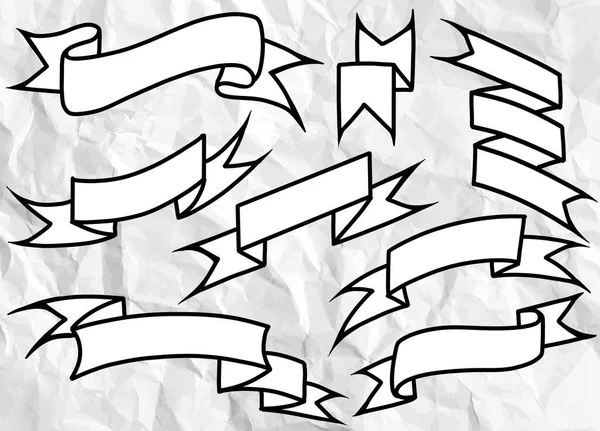 Conjunto Cintas Dibujadas Mano Conjunto Dibujado Mano Diferentes Cintas Elementos — Archivo Imágenes Vectoriales