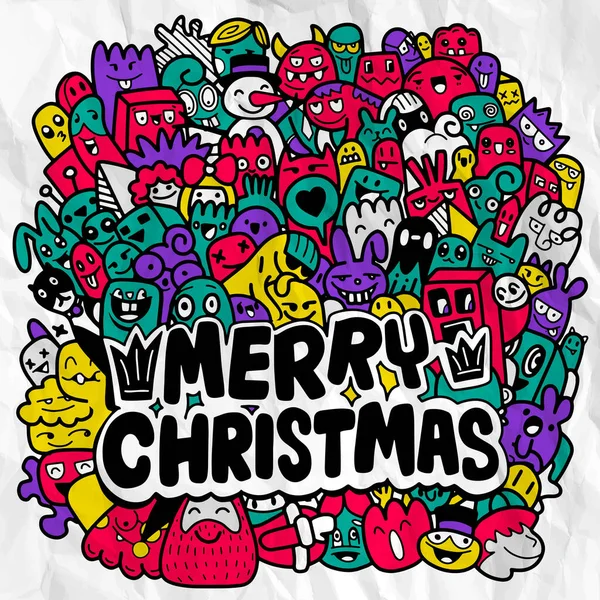 Vánoční Pozadí Vánoční Čmáranice Ručně Kreslené Vánoční Ilustrace Zimní Nový — Stockový vektor