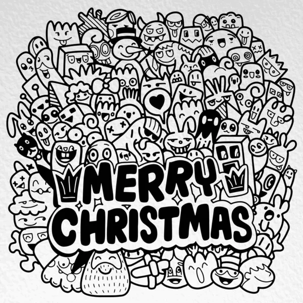 Doodle Fundo Natal Doodles Natal Ilustrações Xmas Desenhadas Mão Inverno — Vetor de Stock