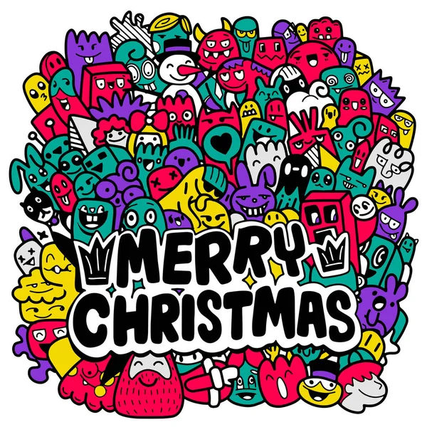 Kritzeln Weihnachten Hintergrund Weihnachtskritzeleien Handgezeichnete Weihnachtsillustrationen Winter Und Neujahr Umreißen — Stockvektor