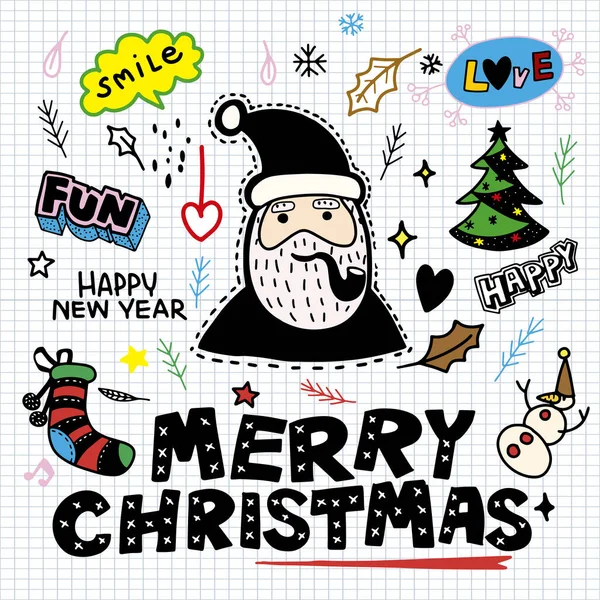 Nette Handgezeichnete Weihnachtskritzeleien Eine Reihe Von Weihnachtsdesign Elementen Doodle Stil — Stockvektor