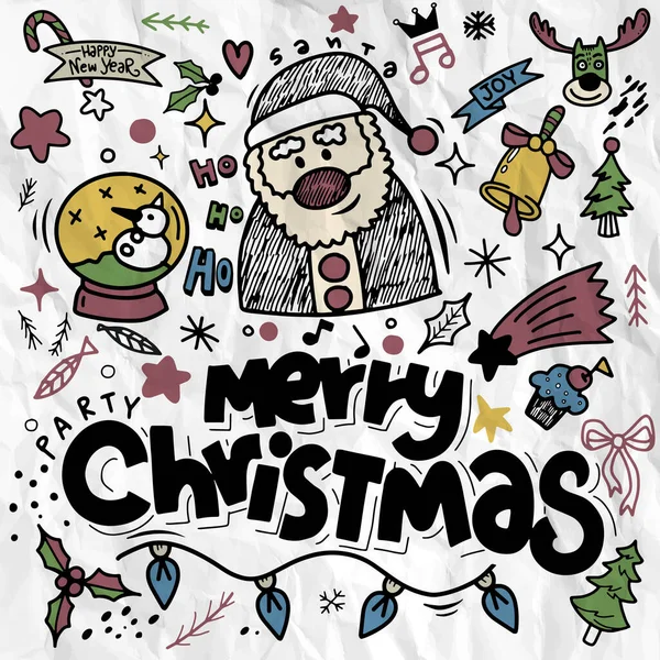 Nette Handgezeichnete Weihnachtskritzeleien Eine Reihe Von Weihnachtsdesign Elementen Doodle Stil — Stockvektor