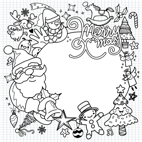 Schattige Hand Getekend Kerst Doodles Illustratie Van Doodle Kerst Karakter — Stockvector