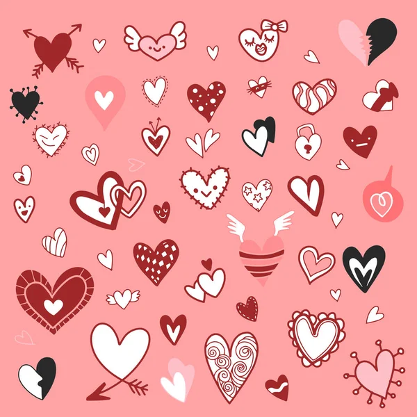 Coeurs Caniche Collection Coeur Amour Dessiné Main Mignon Gribouillis Amour — Image vectorielle