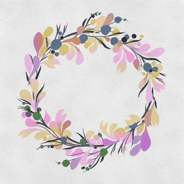 Watercolor Wreath Hand Painted Floral Frame Isolated White Background — Stock Vector