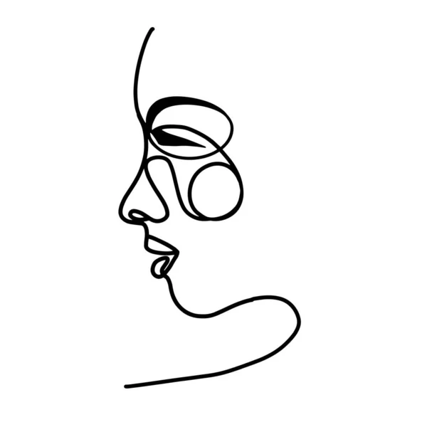 現代の抽象的なスタイルの女性を肖像画 あなたの現代的なファッションデザインのための手描きベクトルイラスト 最小限の女性の顔 1つの線画スタイル — ストックベクタ