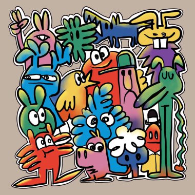 Doodle 'ın El Çizimi Vektör İllüstrasyonu, çizim çizimi araçları