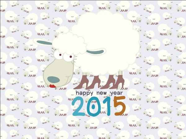 Moutons drôles sur motif de moutons sans couture Bonne année 2015 : illustration vectorielle — Image vectorielle