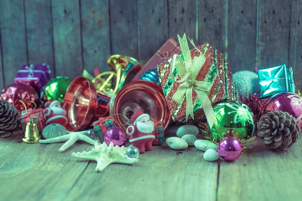 Christmas decoration on wooden background — Stock Photo, Image