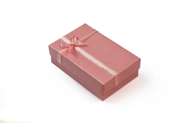 Gift Box with ribbon on a white background isolated — Stock Photo, Image