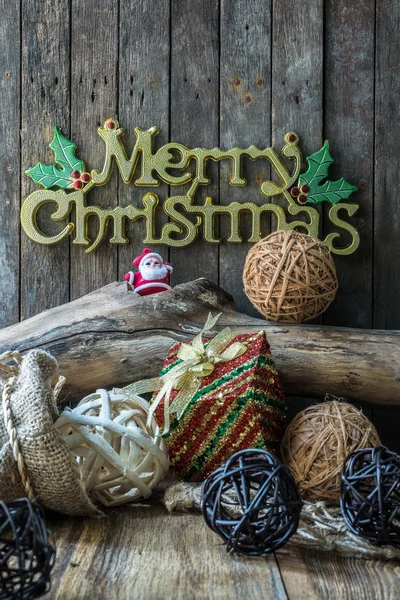 Christmas and New Year decoration on wooden background — Stock Photo, Image