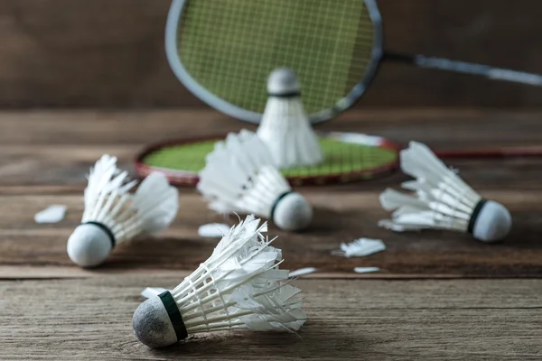 Conjunto de badminton. remo e o Shuttlecock — Fotografia de Stock