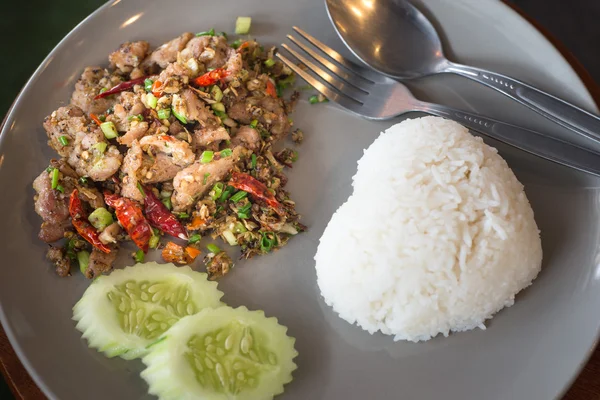 Basil Fried Rice with Pork — Stock Photo, Image