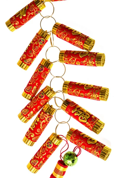 Fire Crackers for chinese new year greeting — Stock Photo, Image