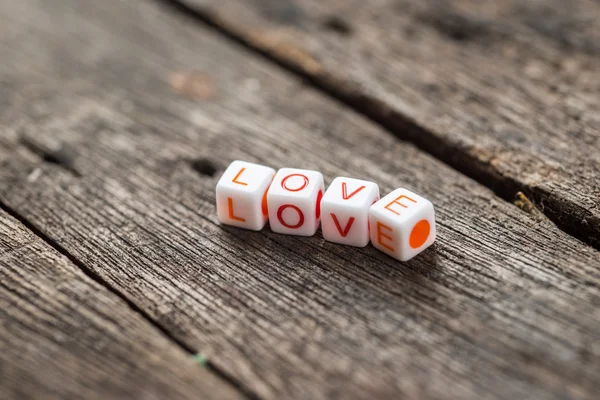 Love message written in  blocks — Stock Photo, Image