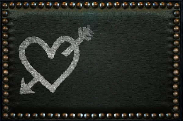 Love Heart peint sur le motif en cuir avec boutons — Photo
