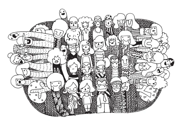 Hipster Doodle People Collage Hintergrund — Stockvektor