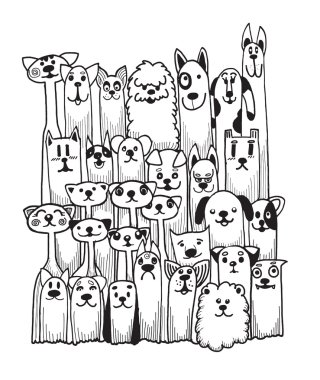 elle çizilmiş doodle komik köpekler ayarla
